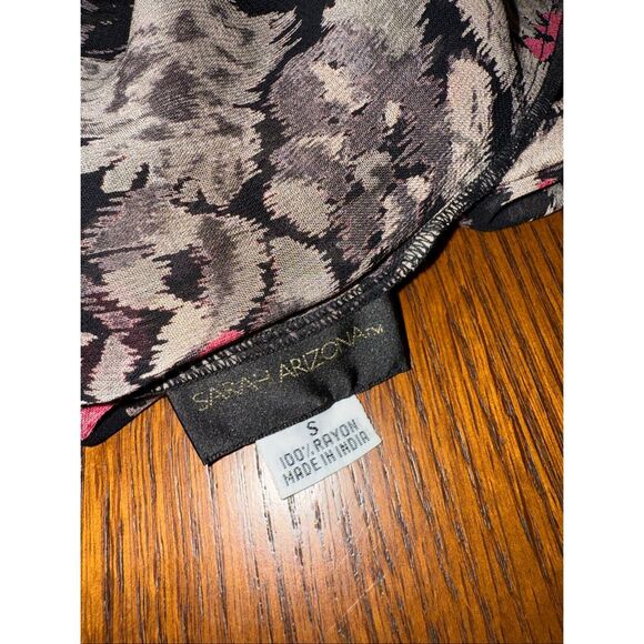 Vintage Y2K Reversible Floral Midi Skirt – Rose Print Black Red + Gray Pink Abst - Picture 11 of 16